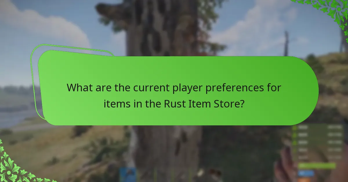 What are the current player preferences for items in the Rust Item Store?