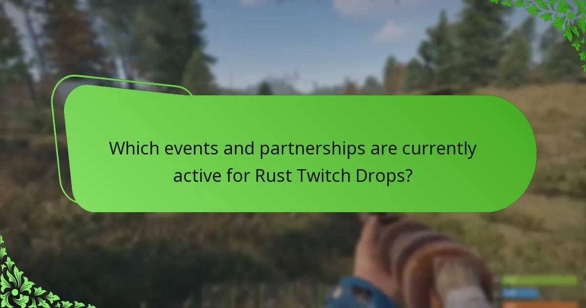 Which events and partnerships are currently active for Rust Twitch Drops?
